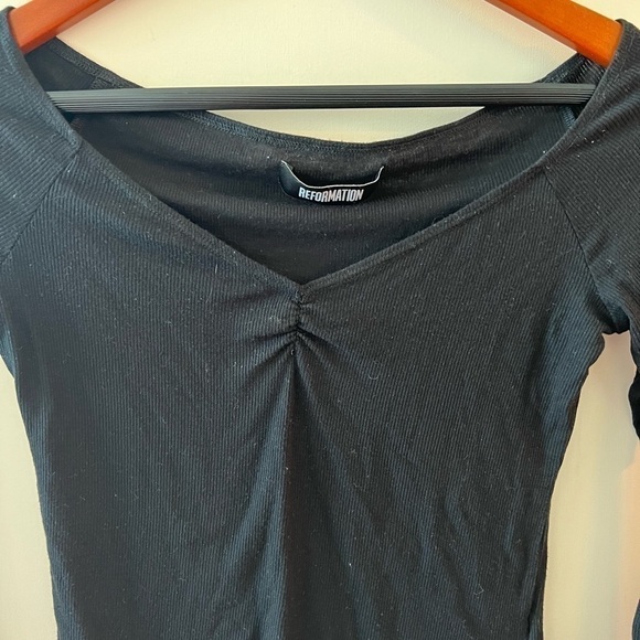 Reformation Ribbed Ruched Front Top - Picture 3 of 10